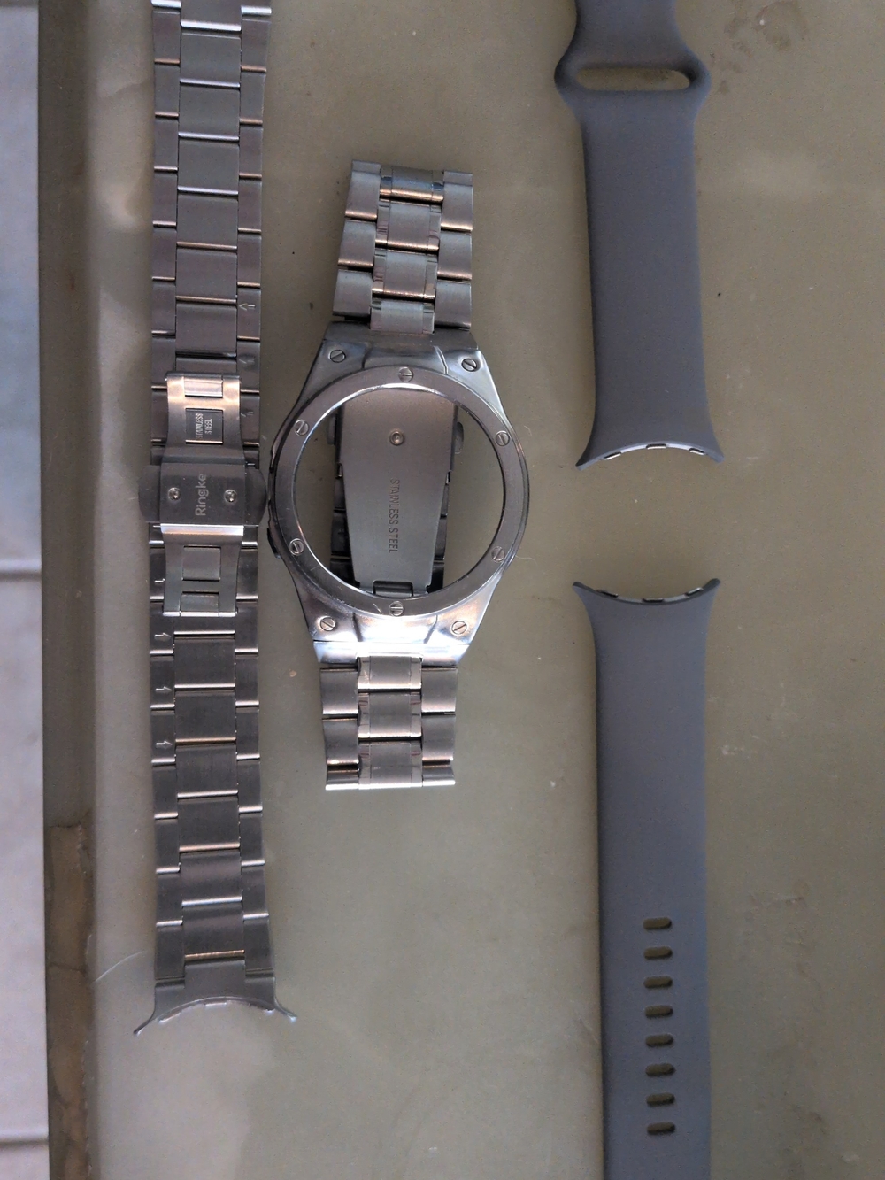 Lot Of 3: Pixel 1 Stainless Steel Watch Case and Bands+2 More Bands
